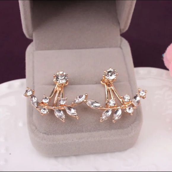 *2/$10 NEW! Creative Minimalist Geometric Drop Earrings Leaf Rhinestone Stud - Picture 4 of 6